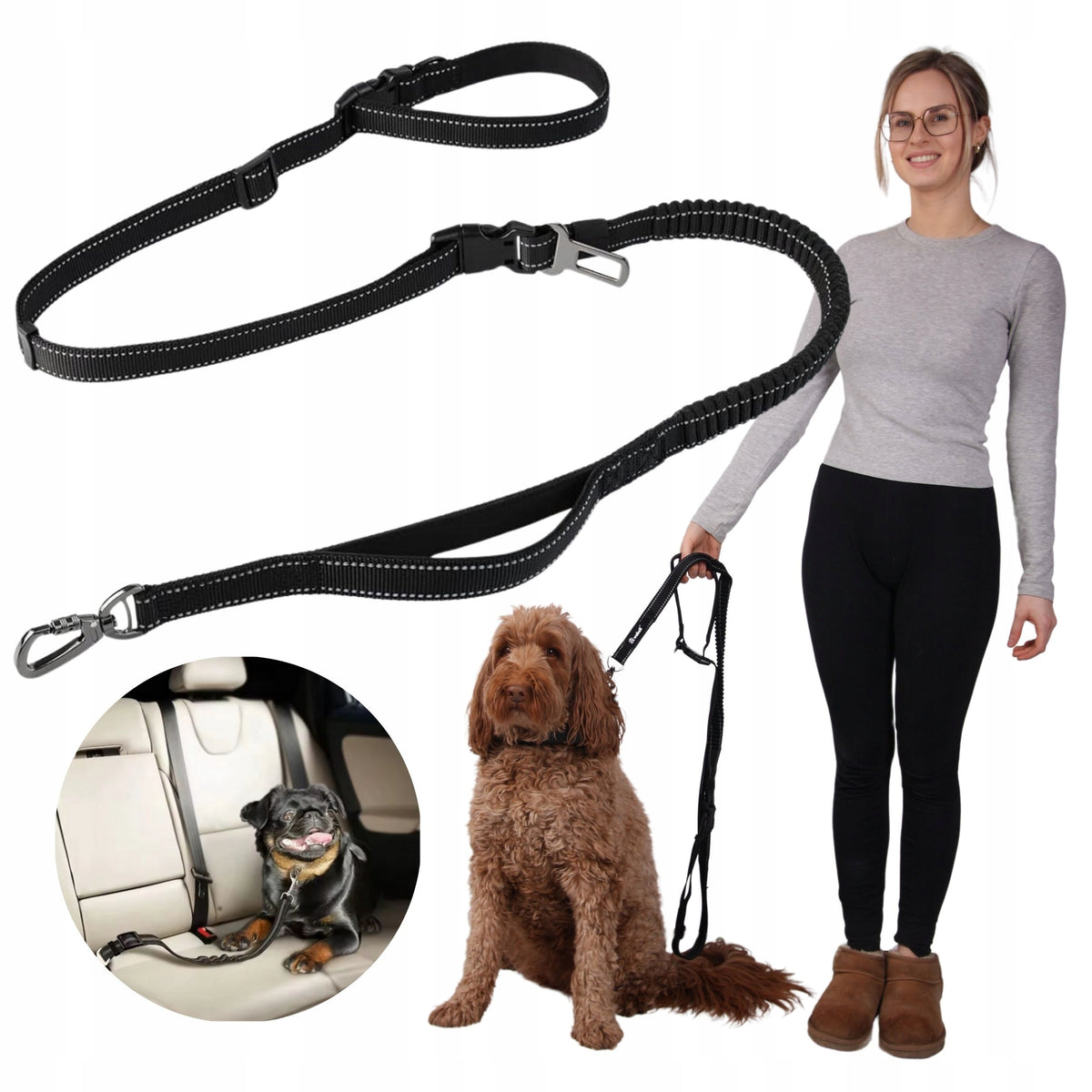 Dog Lanyard Retractable 6in1 Running Belt for Car Adjustable Training Packaging status original