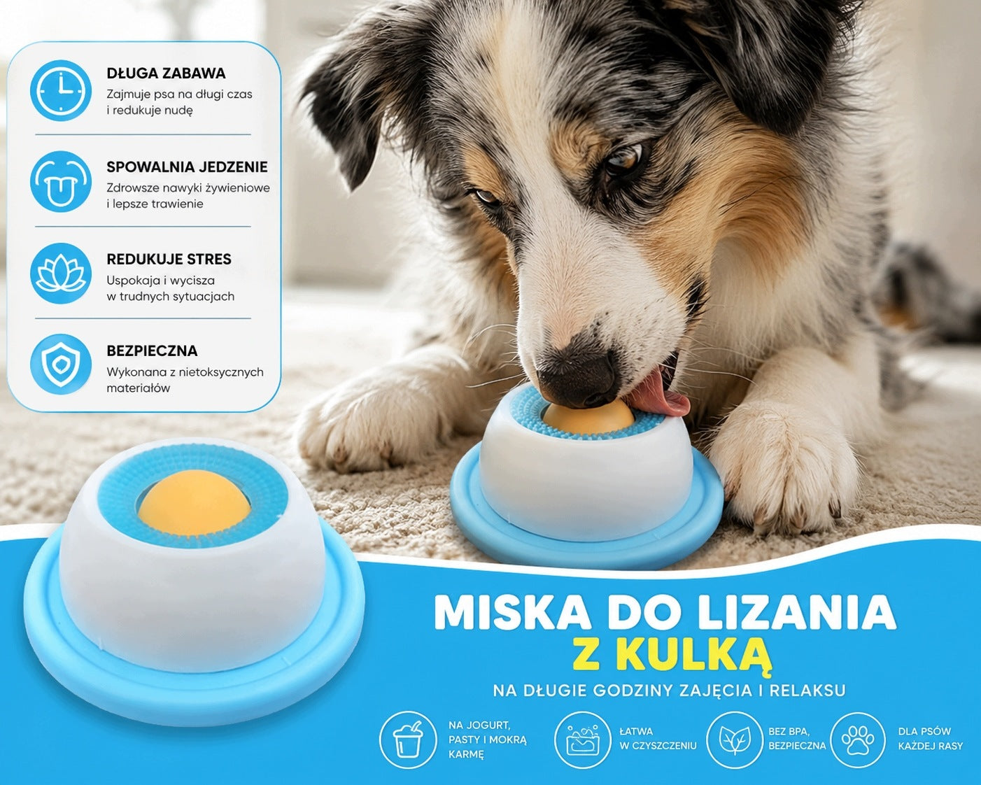 Dog Licking Bowl with Interactive Ball for Yogurt Paste Slow Feeding