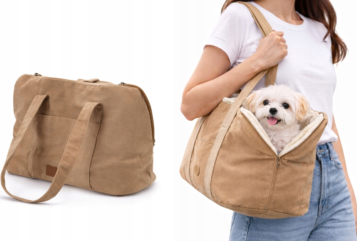 Dog Shoulder Transporter Bag Comfortable for Small Dog Beige