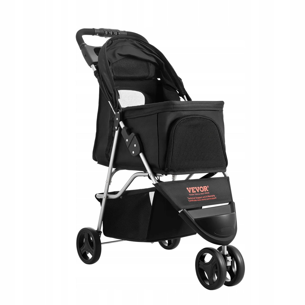 Dog Stroller Folding 16kg - 3 Wheels with Travel Brake for Walking