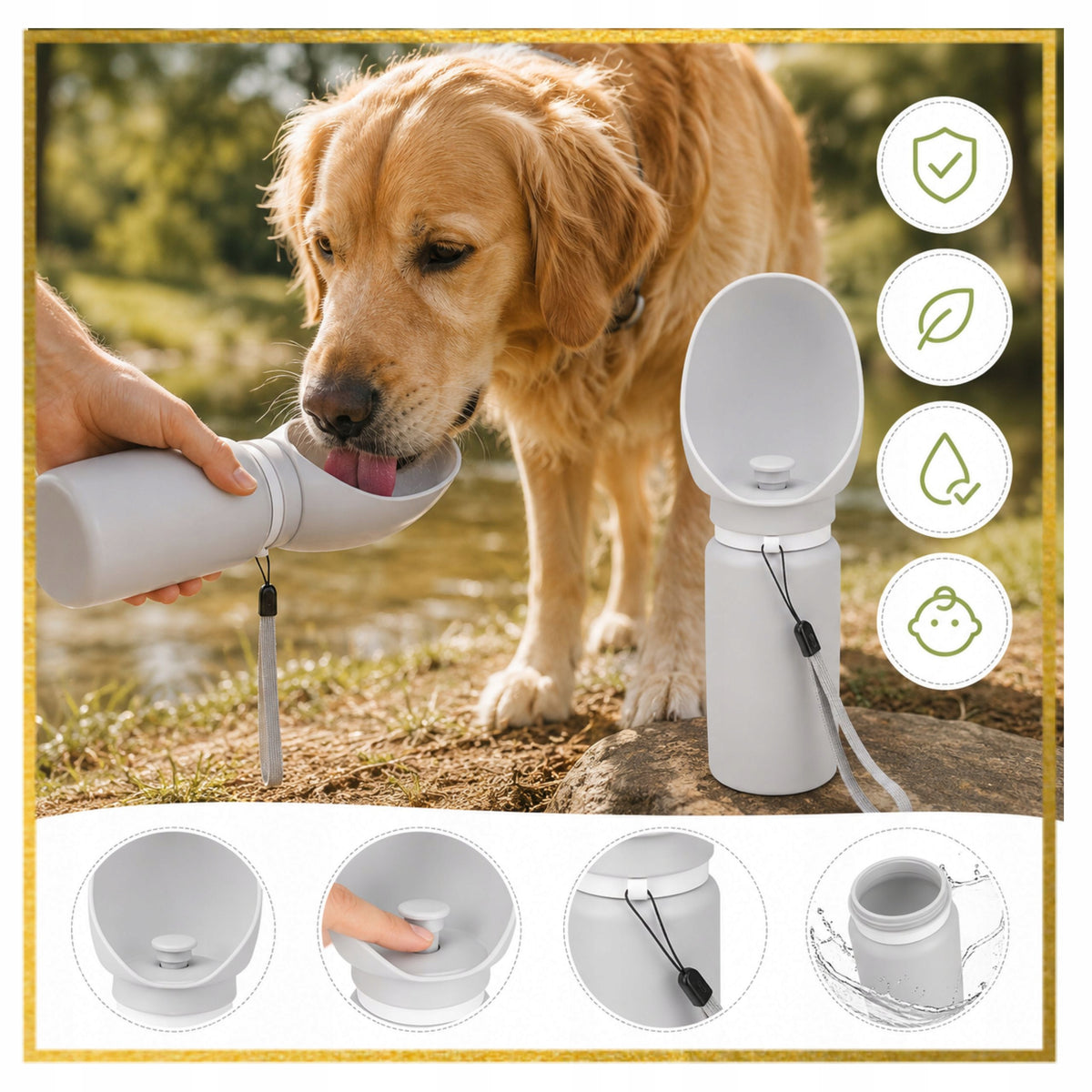 Dog Water Bottle Drinker Portable Water Bottle With Bowl Folding 0,55L Packaging status original