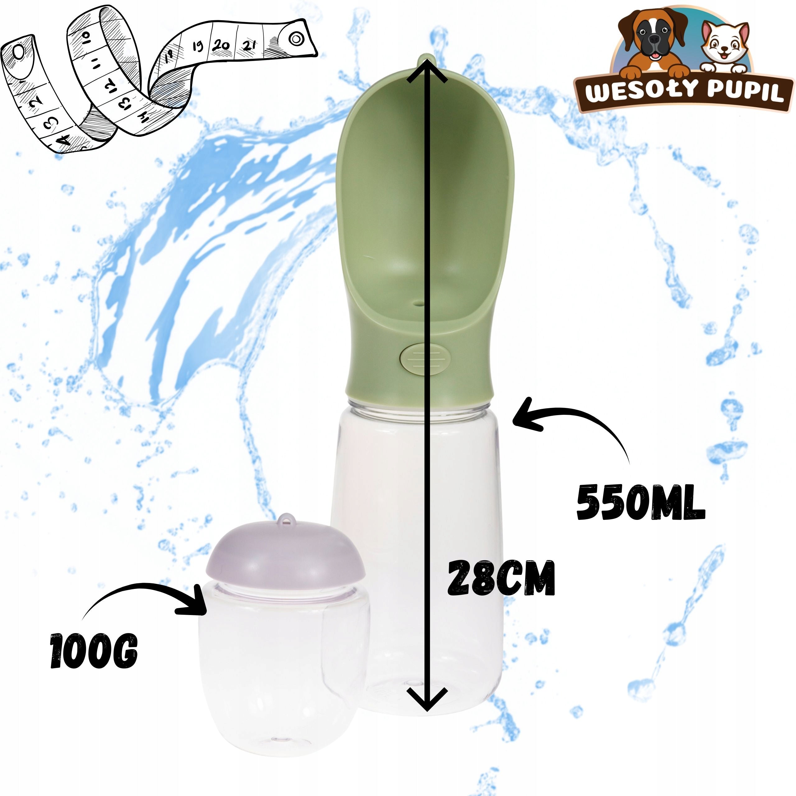 Dog Water and Food BOTTLE with Bowl 3in1 Tourist BOTTLE 550ml for Summer Packaging status original