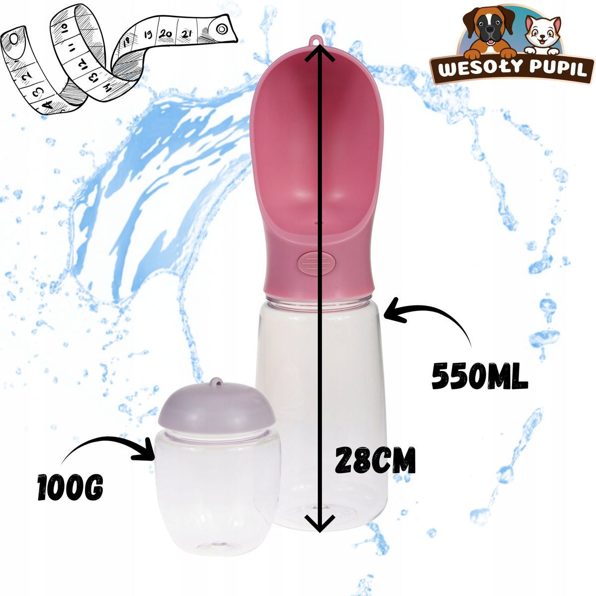 Dog Water and Food BOTTLE with Bowl 3in1 Tourist BOTTLE 550ml for Summer Packaging status original