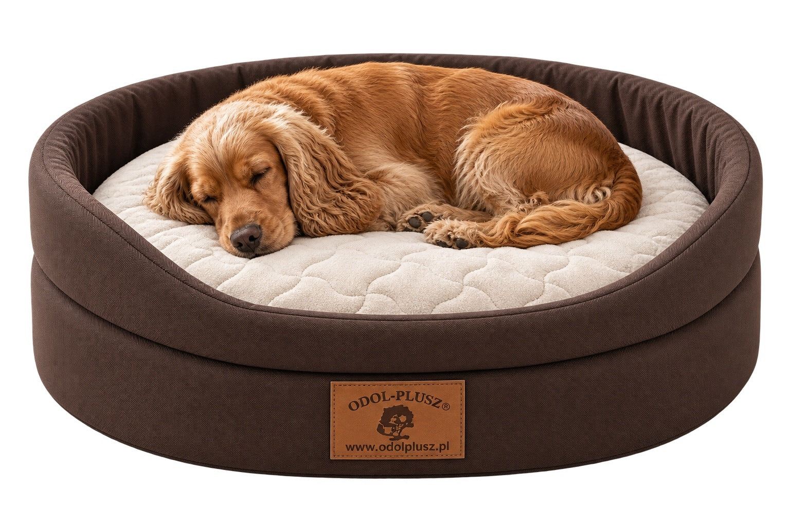 Dog and cat bed 60x55 cm L bedding couch brown and beige