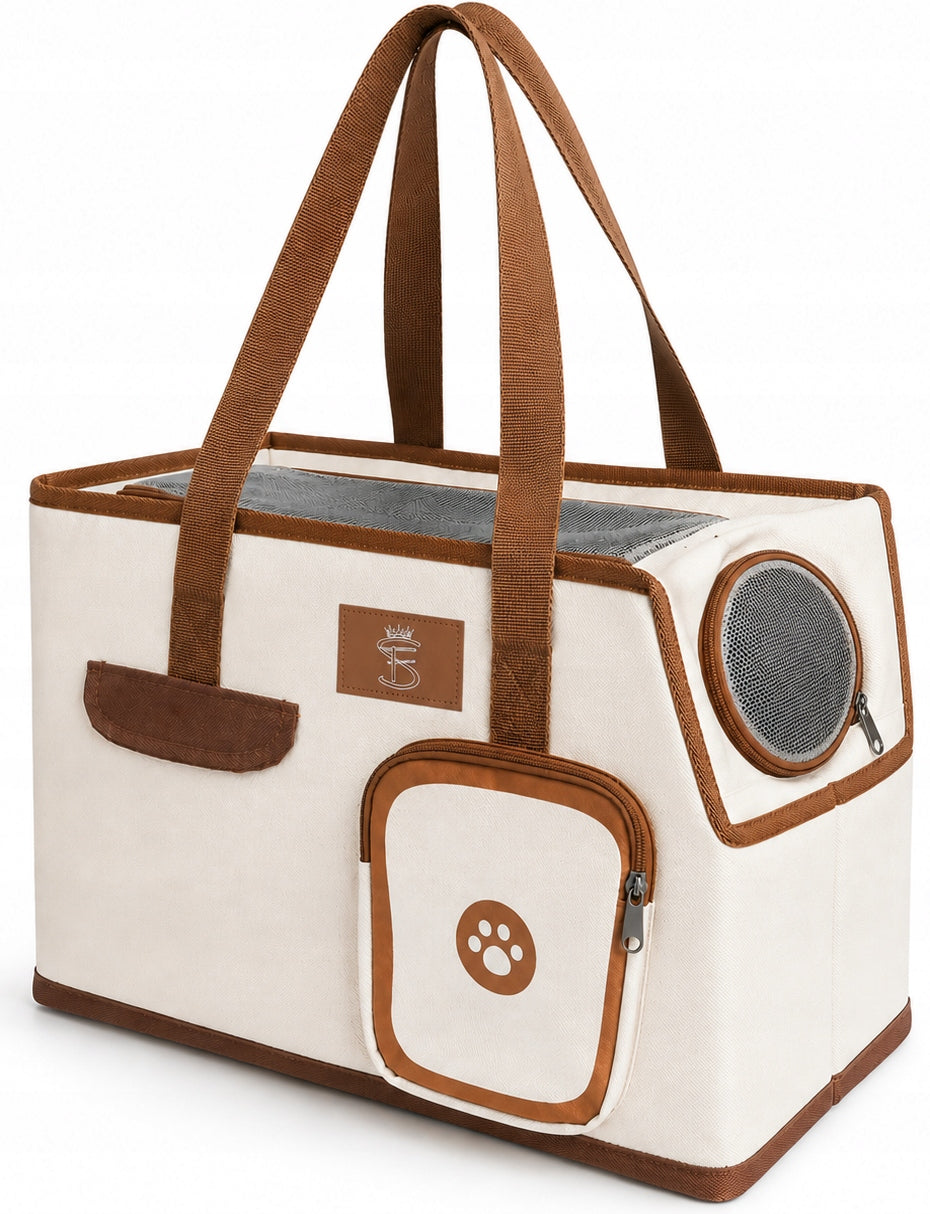 Dog bag transporter beige travel carrier small dog mesh