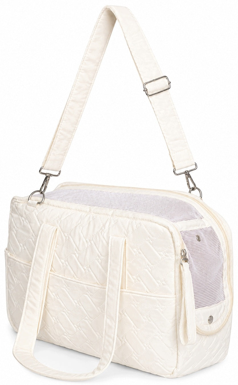 Dog bag transporter ecru travel carrier small dog mesh