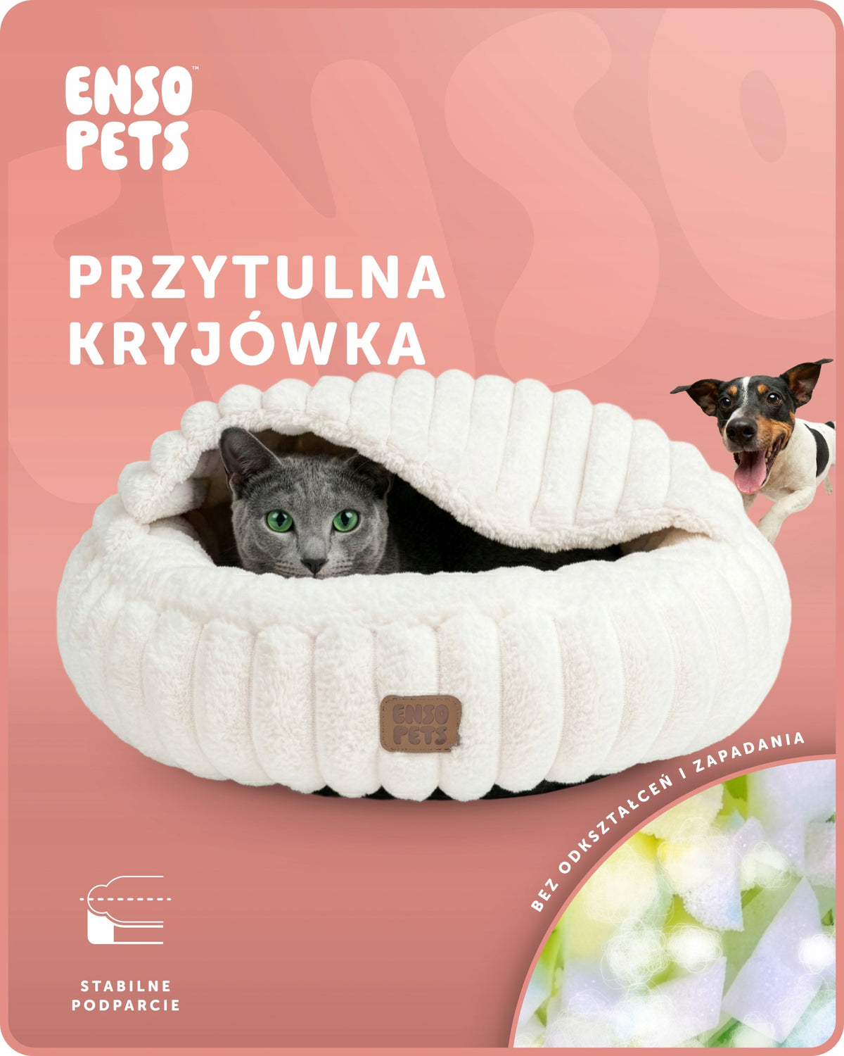 Dog bed 51x51 cm round couch cushion beige soft warm Brand Enso Pets