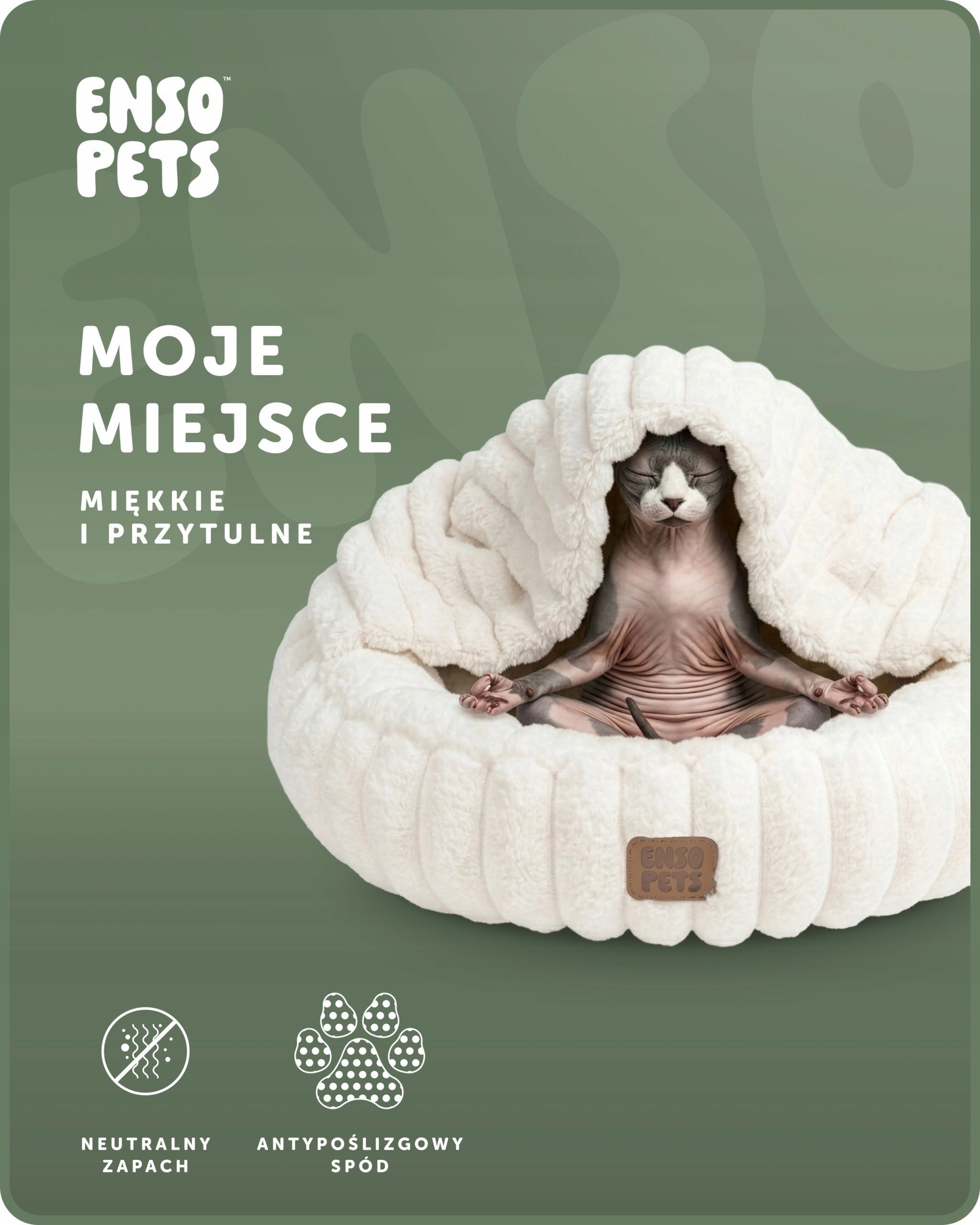 Dog bed 51x51 cm round couch cushion beige soft warm Packaging status original