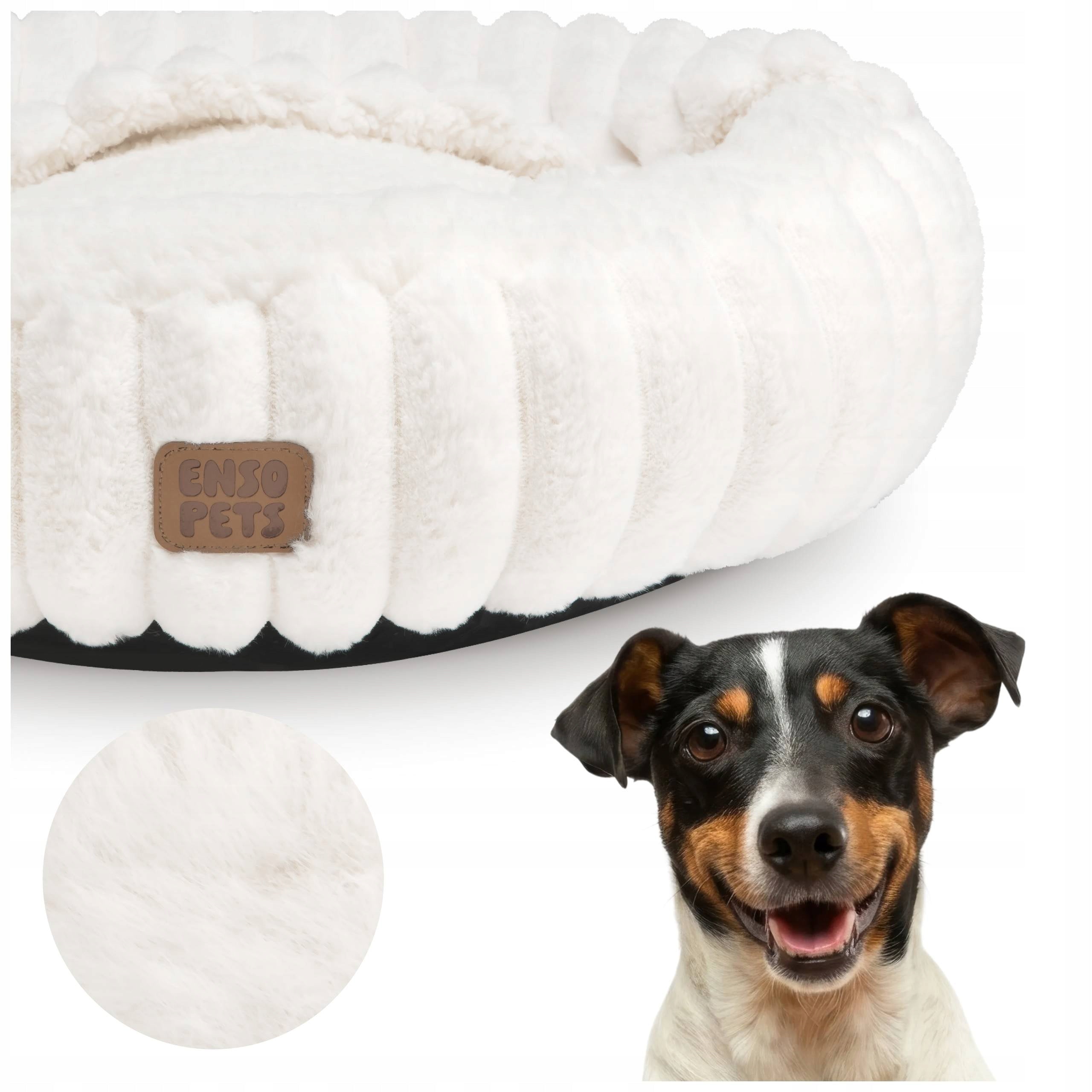 Dog bed 51x51 cm round couch cushion beige soft warm