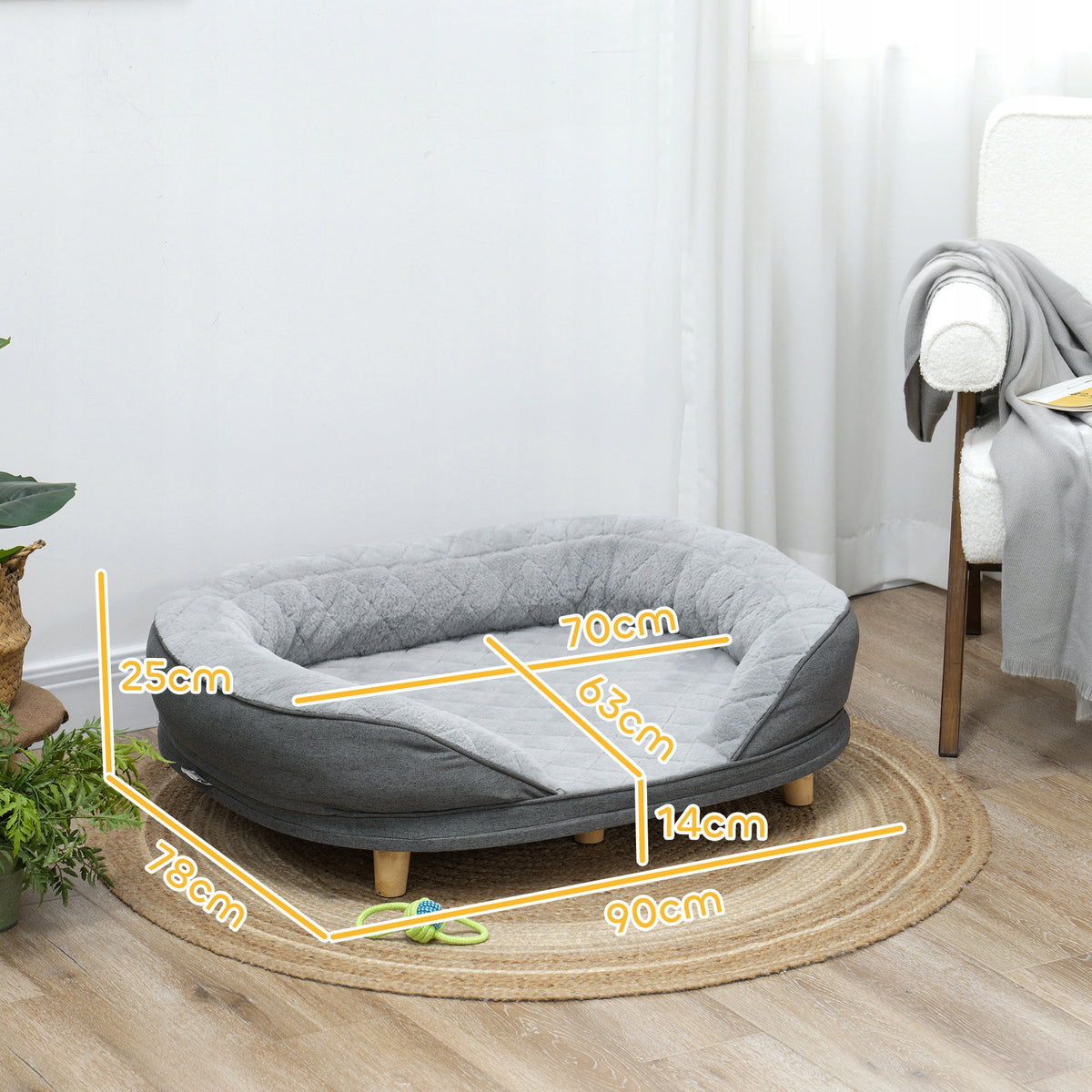 Dog bed PawHut grey 90x78x25 cm with detachable cover Manufacturer code GA01253310