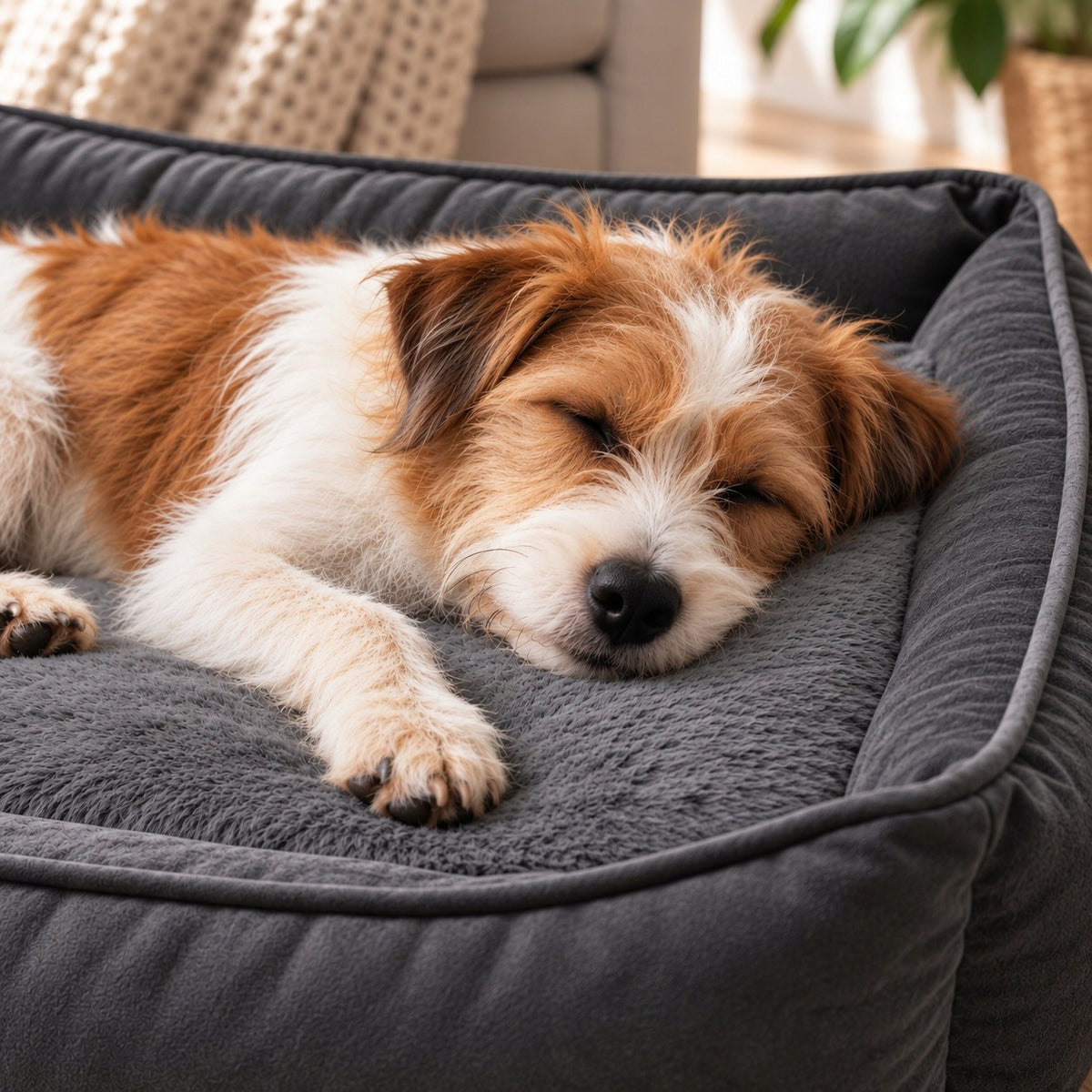 Dog bed VELVET couch bed soft cushion GRAPHITE L Packaging status original