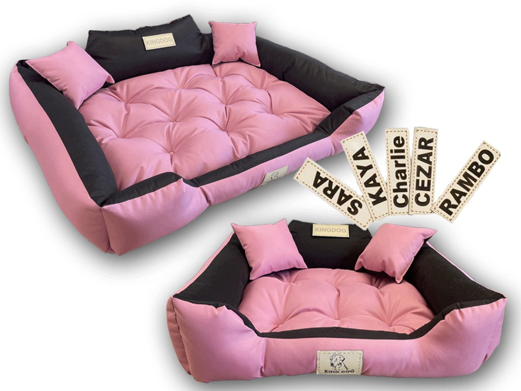 Dog bed playpen KINGDOG 75x65 cm personalized waterproof pink