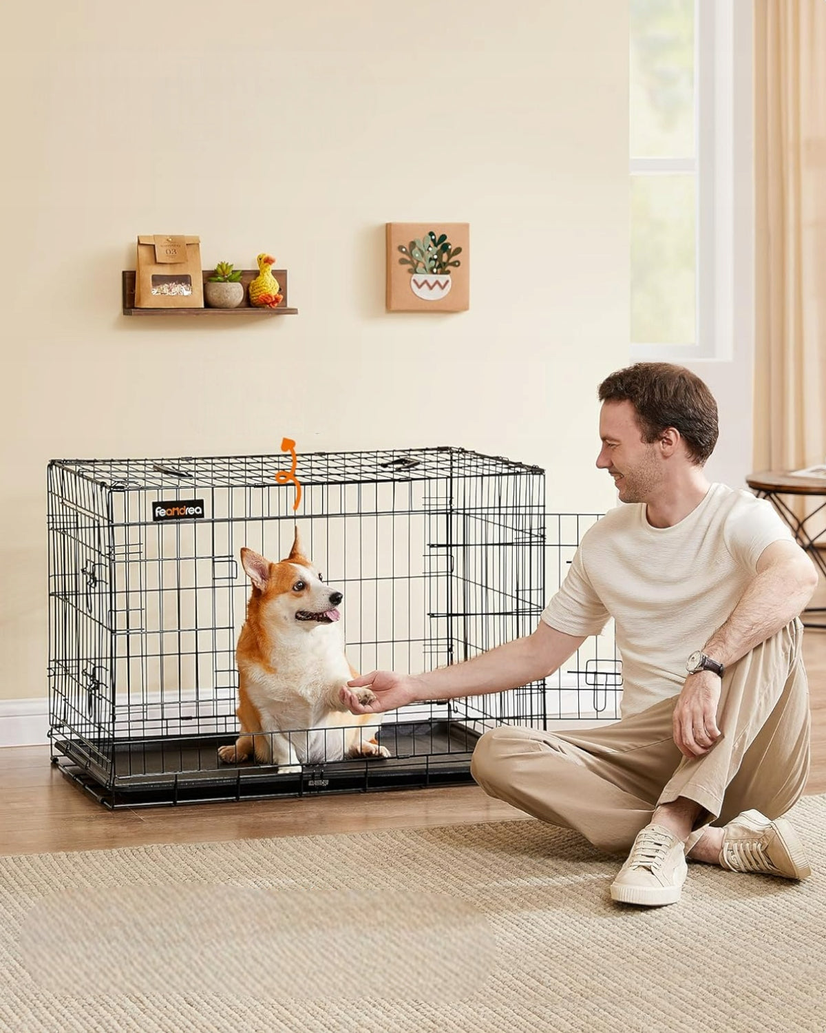 Dog cage FEANDREA M/L folding metal 57,5x92,5x64cm transporter Manufacturer code PPD36H
