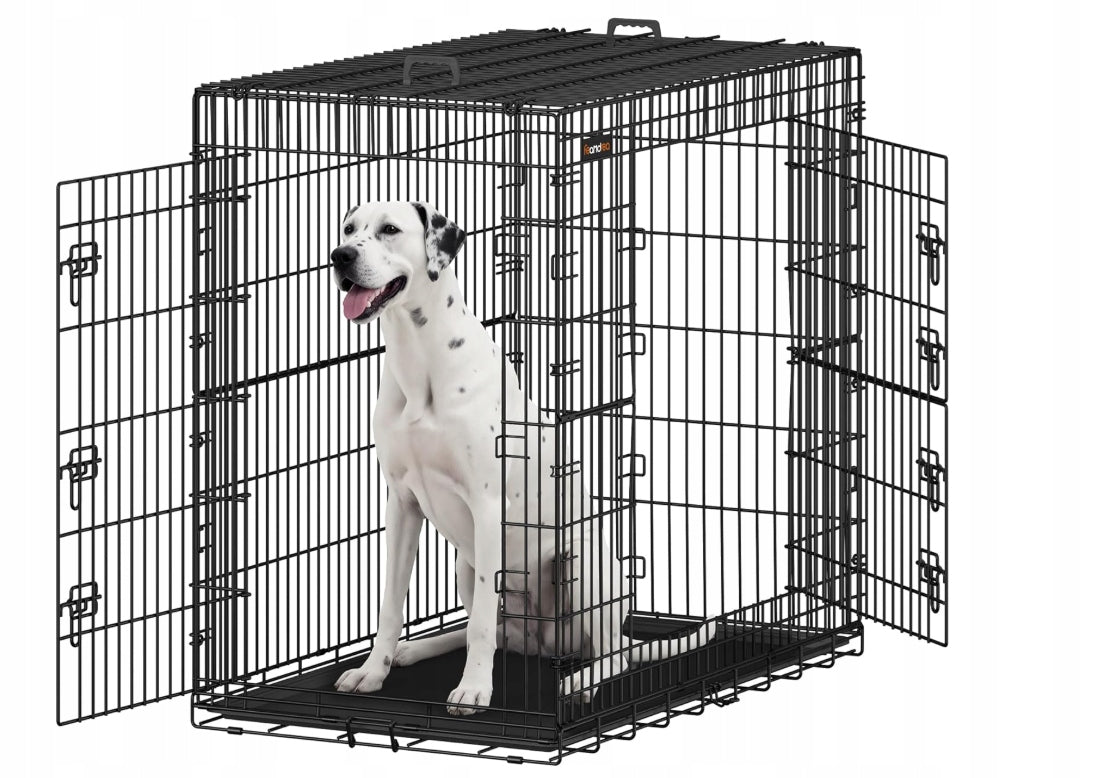 Dog cage Feandrea foldable with 2 doors 122x74x114 cm black