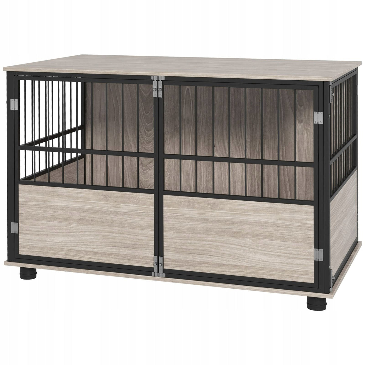 Dog cage, sturdy and stylish, 100x60x68 cm, walnut and black