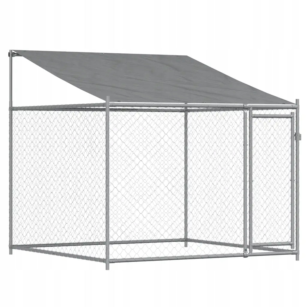 Dog cage, with roof and door, grey, 2x2x2