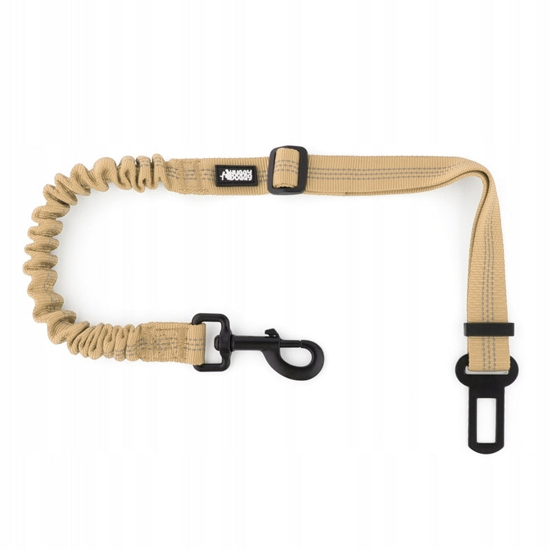 Dog car belt with shock absorber strong HUGGY DOGGY Lock brown