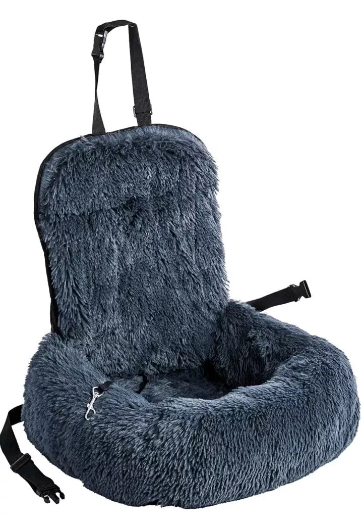 Dog car seat with plush anthracite grey 60 cm
