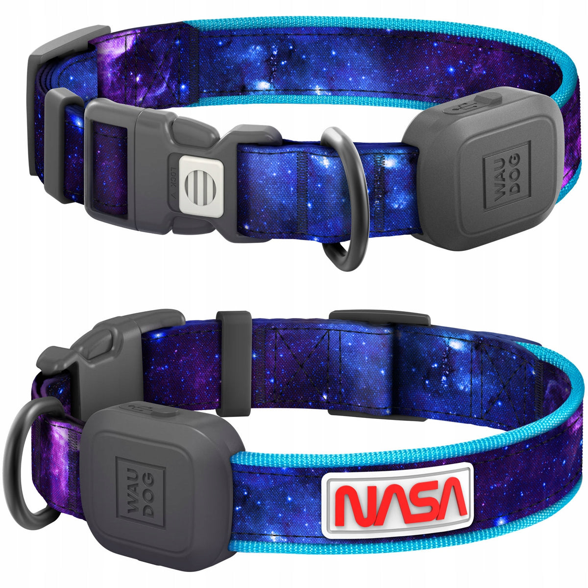 Dog collar with backlight WAUDOG LED, NASA21, Type-C, M-L, 41-62 cm