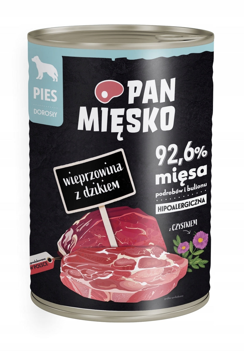 Dog food Pan Mięsko 12 x 400g Mix of flavors york Maltese bulldog Packaging status original