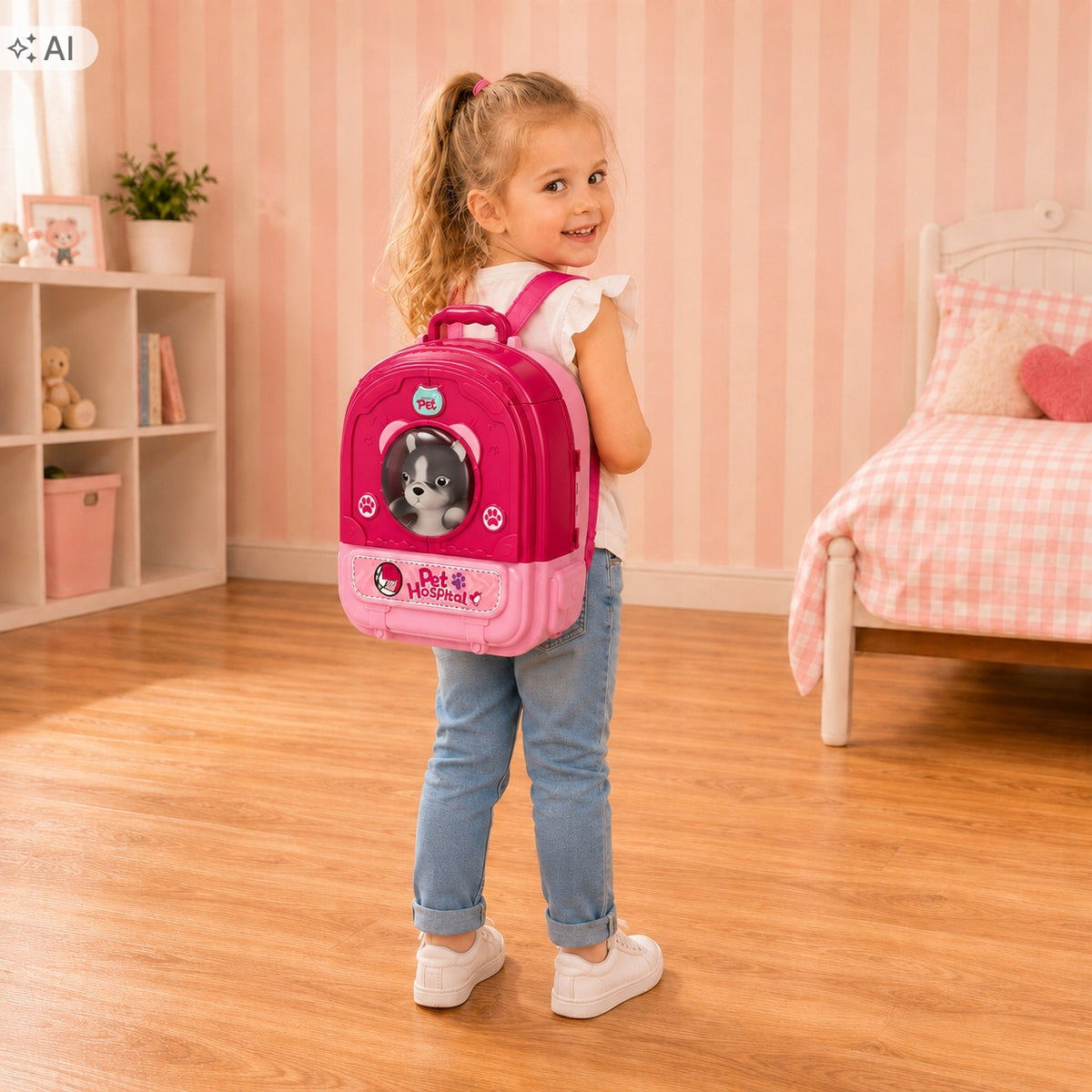 Dog in backpack for children 2in1 veterinarian hairdresser accessories folding 3+ Packaging status original