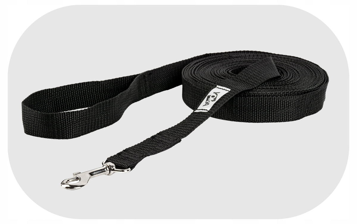 Dog leash WIDE TRAINING LONG TAPE 10m BLACK Manufacturer code 8005-tradycyjna-linka-kolory-10m