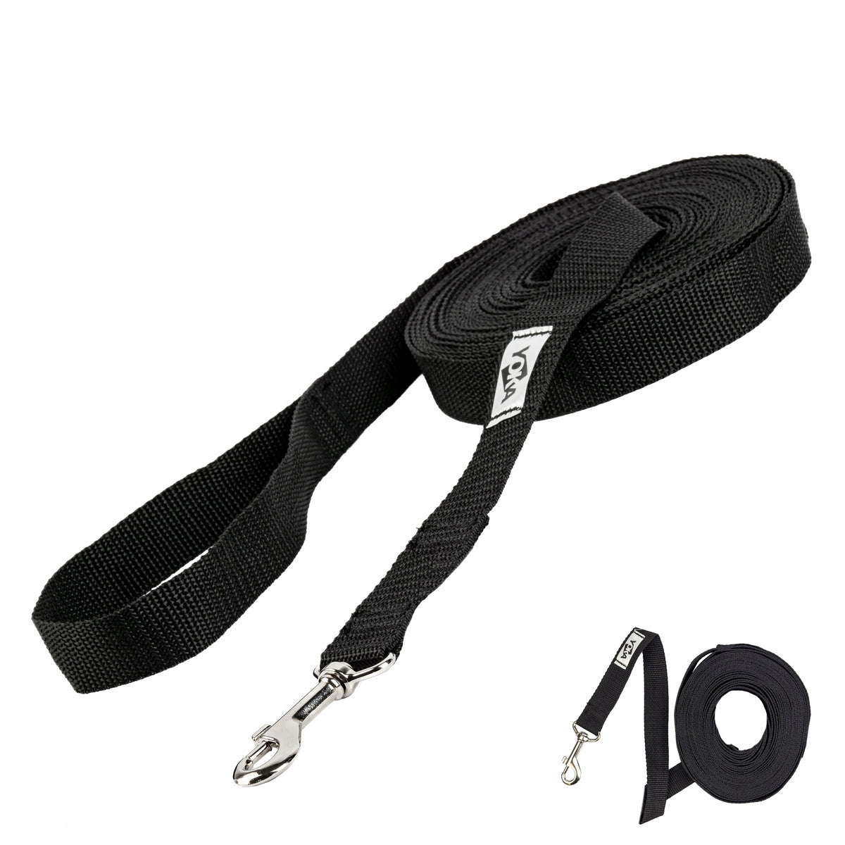Dog leash WIDE TRAINING LONG TAPE 10m BLACK