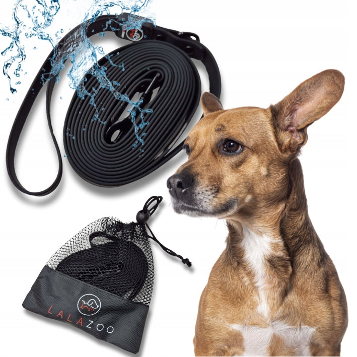 Dog leash waterproof training rope PVC 3M black lalazoo