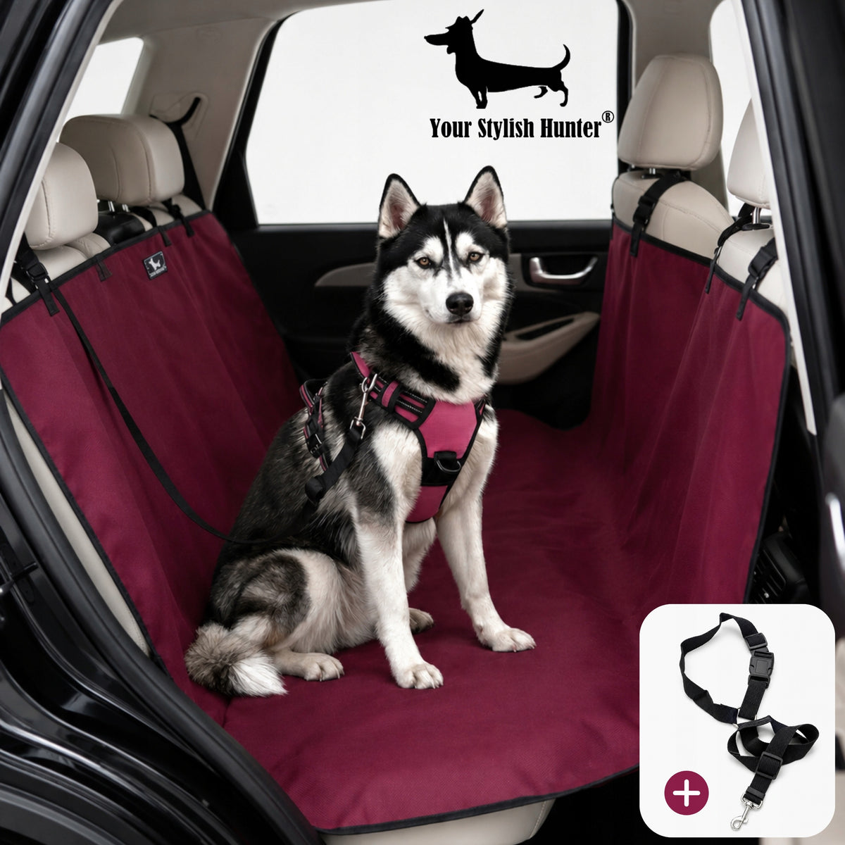 Dog mat for car cover waterproof for rear seat burgundy