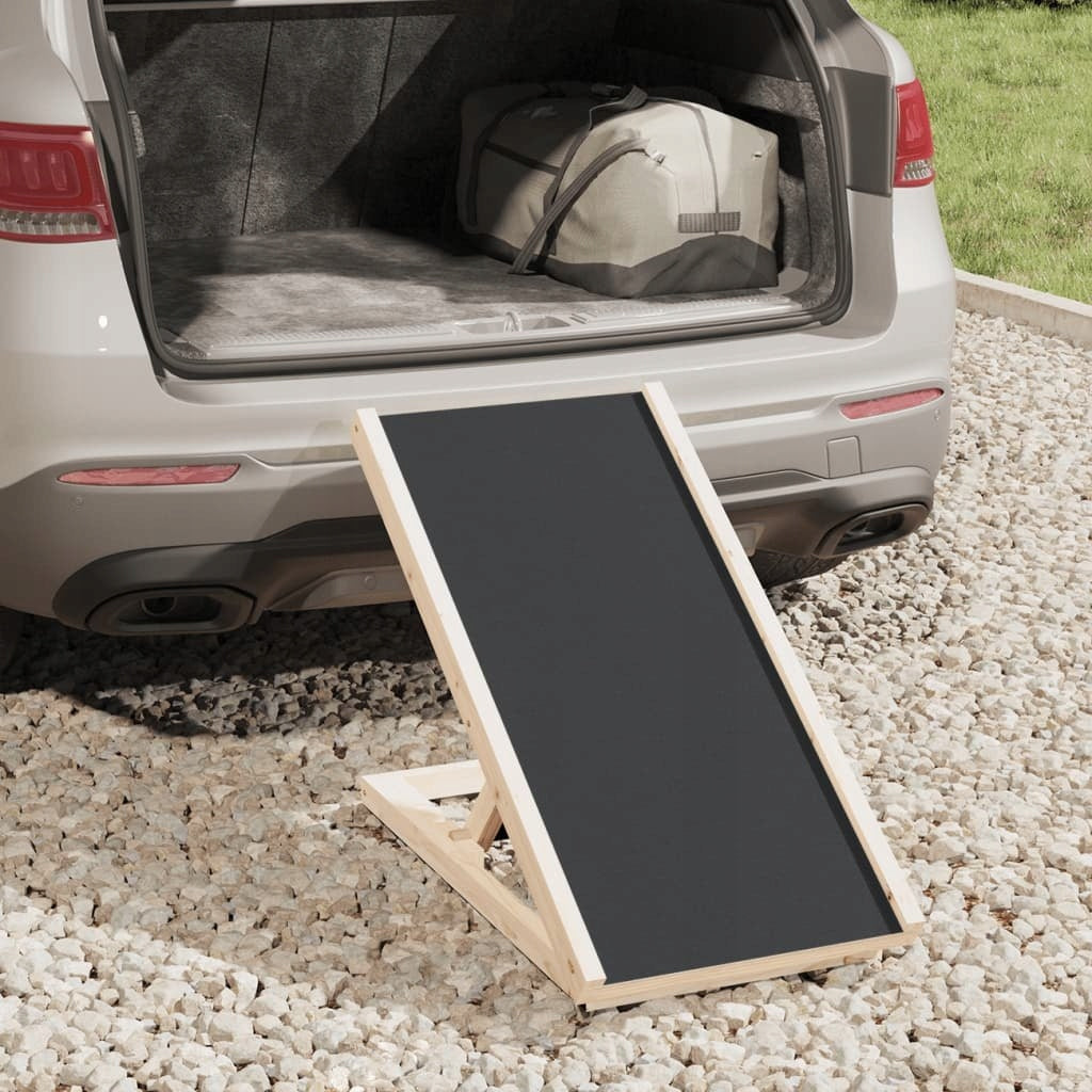 Dog ramp grey 70x35 cm solid fir wood vidaXL Brand VidaXL