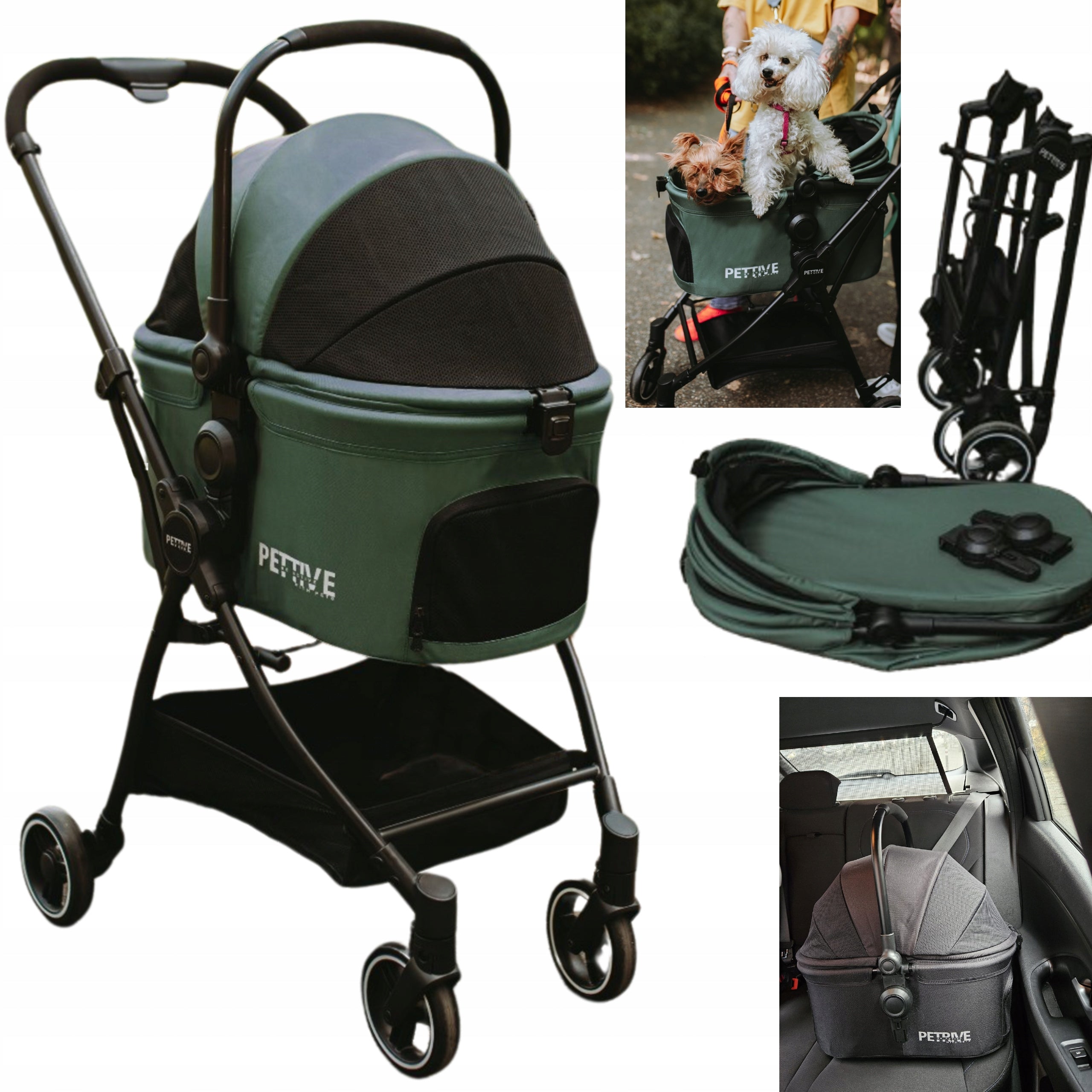 Dog stroller up to 20 kg cat carrier, ISOFIX PETRIVE car seat
