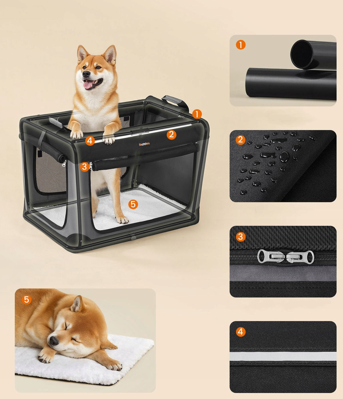 Dog transporter Songmics black M 53,4 cm x 76,2 cm 53,4 cm Manufacturer code PDC017B01