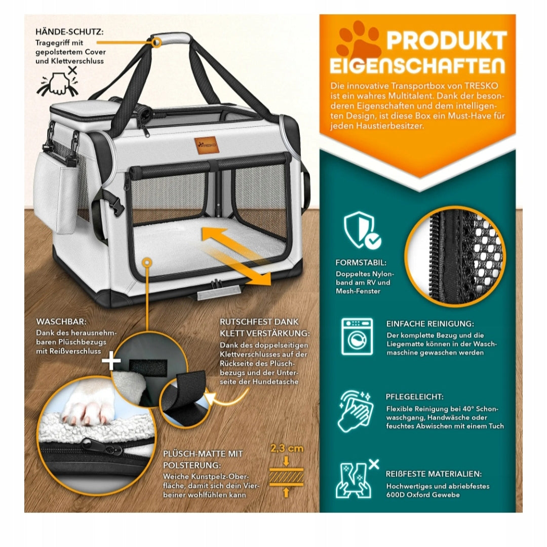 Dog transporter Tresko grey L 52 cm x 52 cm 70 cm Brand no brand