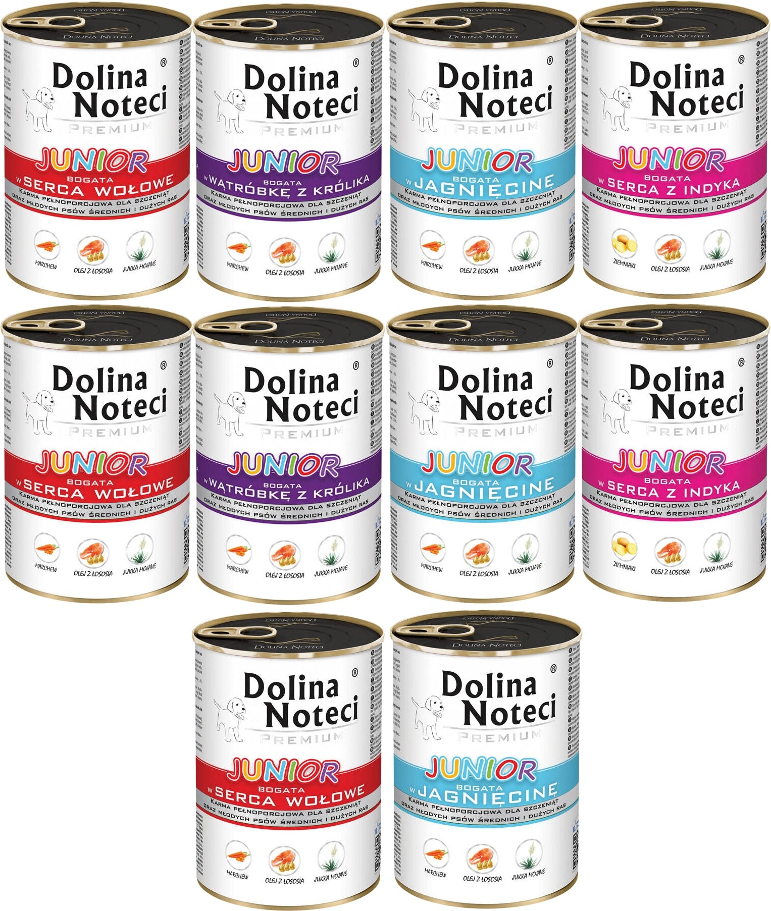 Dolina Noteci Premium JUNIOR wet dog food MIX 4 FLAVORS 10x 400g