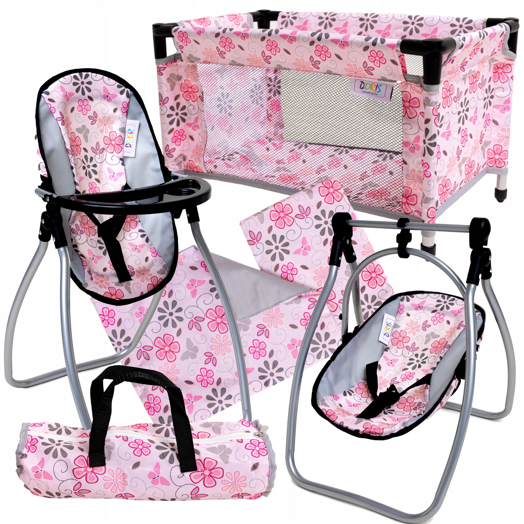 Doll Set COT Bedding Highchair Feeding SWING for Doll