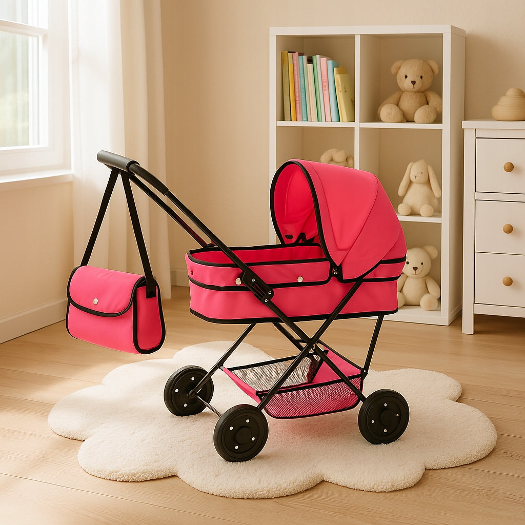 Doll Stroller Deep Gondola Folding Rubber Wheels Large Lightweight Manufacturer code wózek spacerowy dla lalki lalek elegancki