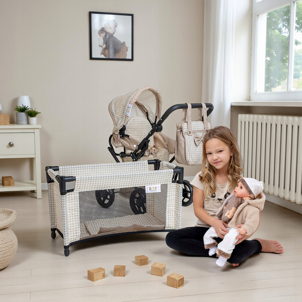 Doll Stroller Set 3in1 Doris Doll Set with Accessories + COT Packaging status original