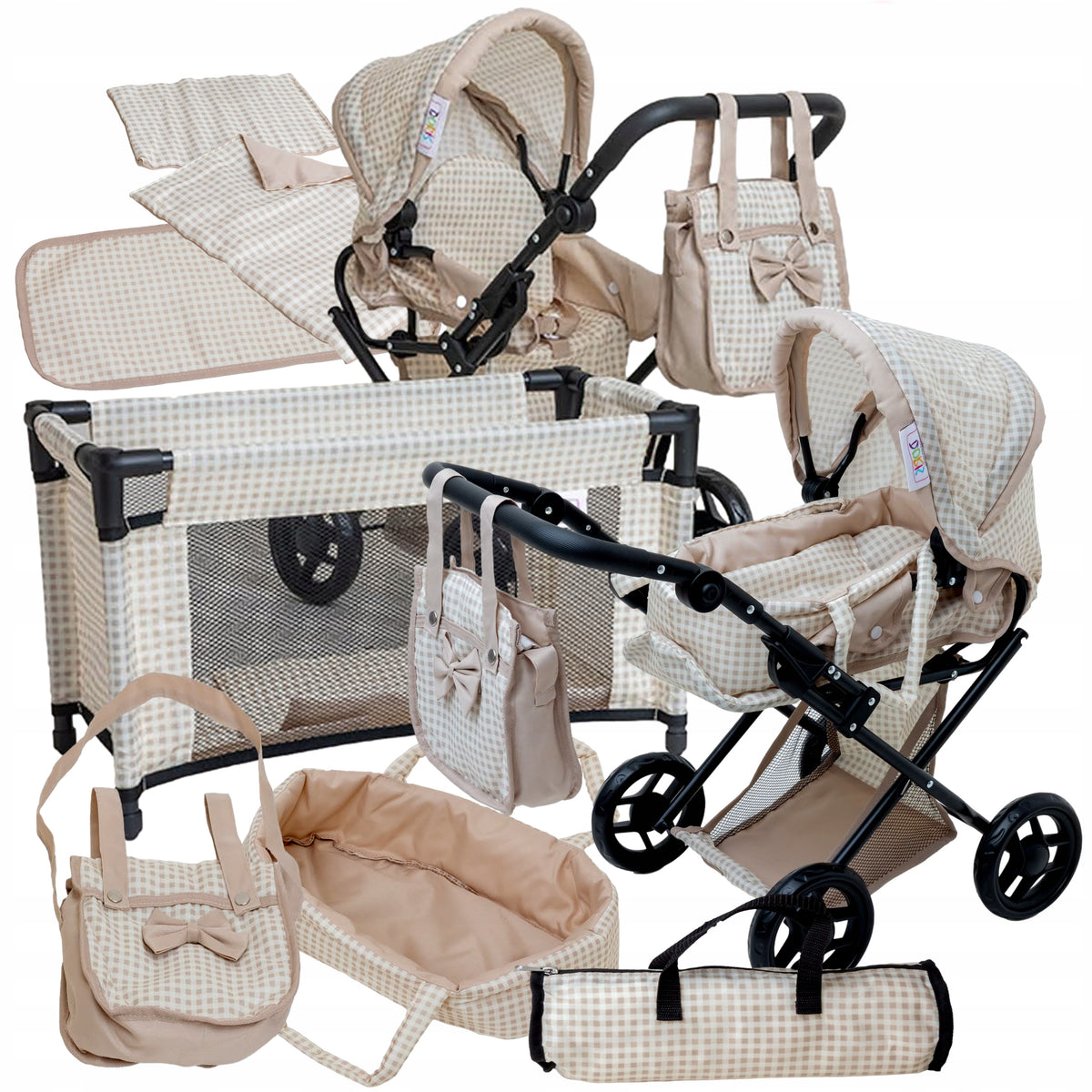 Doll Stroller Set 3in1 Doris Doll Set with Accessories + COT