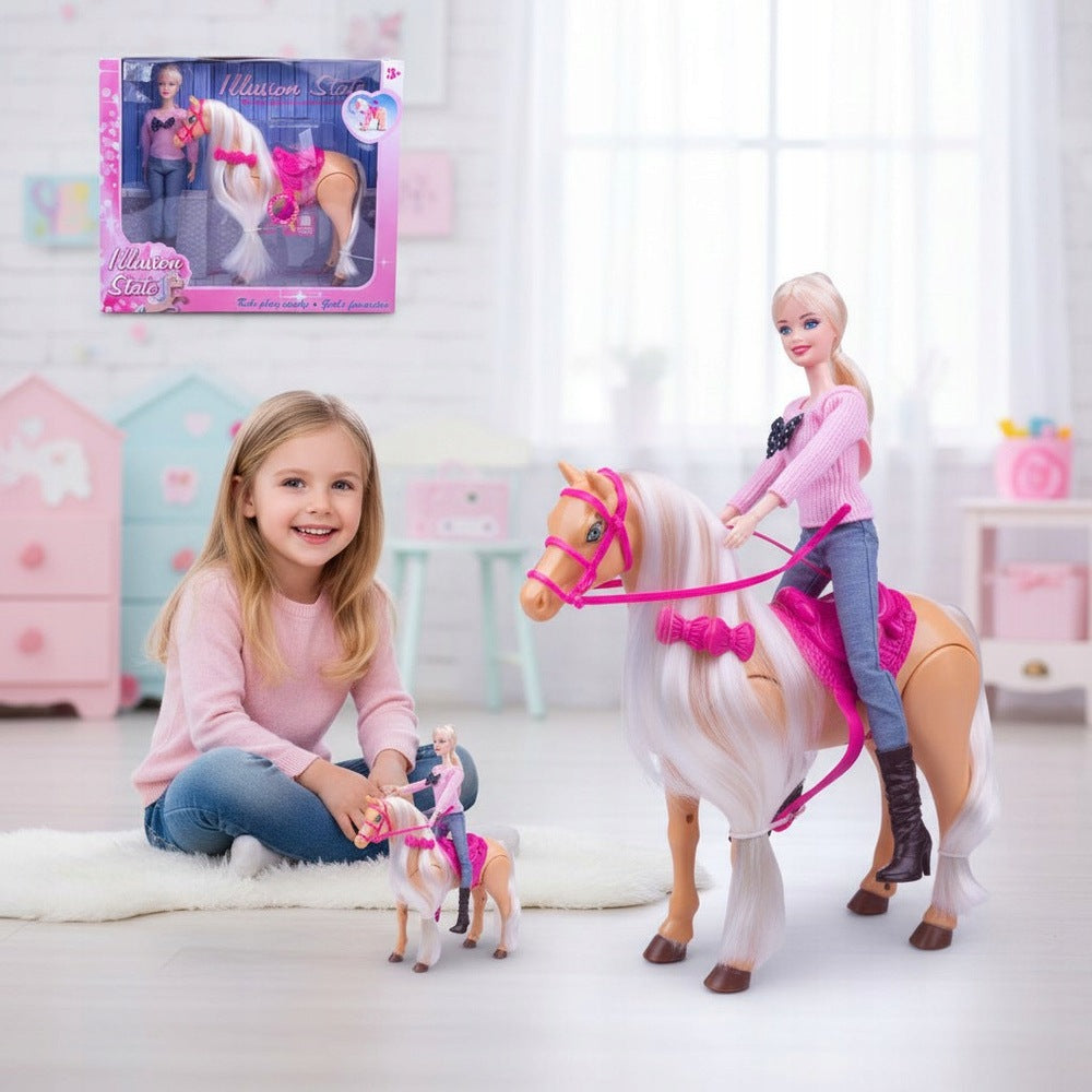 Doll With Horse Walking Horse Roars Sound Combing Accessories 3 Brand NORIMPEX