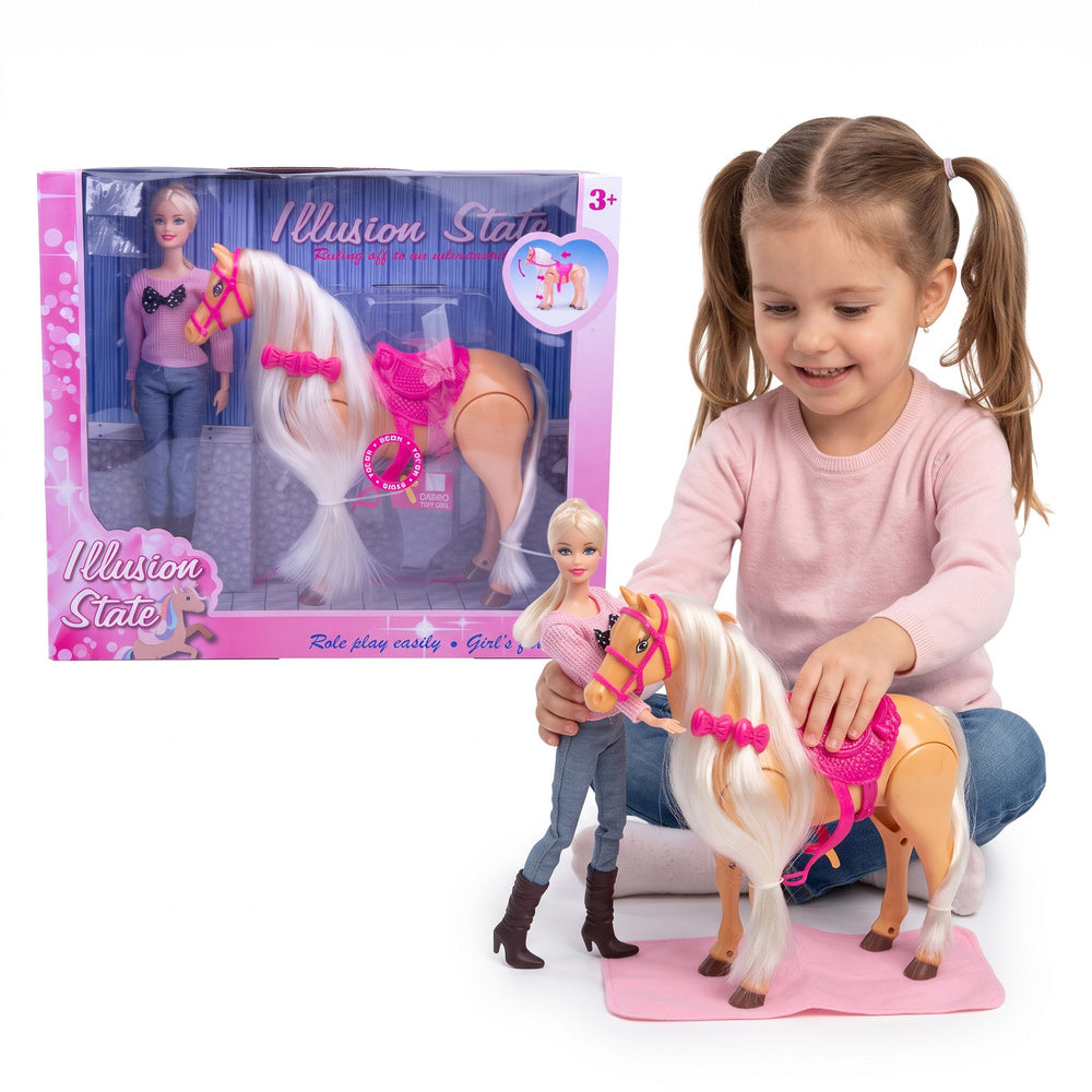 Doll With Horse Walking Horse Roars Sound Combing Accessories 3