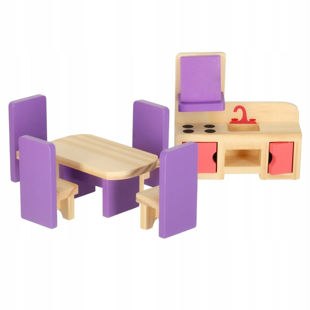 Dollhouse Furniture, Wooden, Purple Kik Brand Ikonka