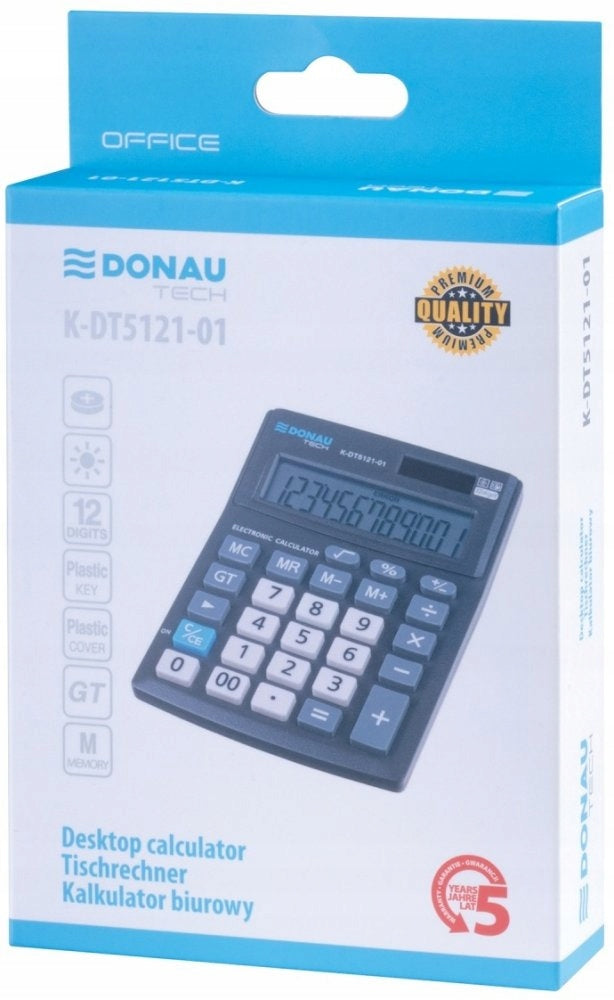 Donau Tech Office Calculator, 12-digit, black Batteries included yes