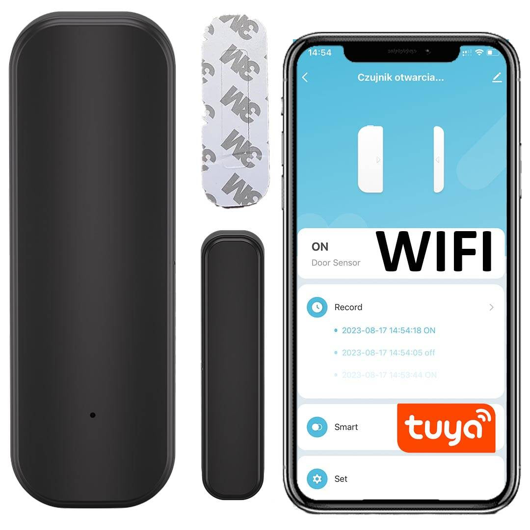 Door and window opening sensor WIFI TUYA SMART BLACK battery operated reed
