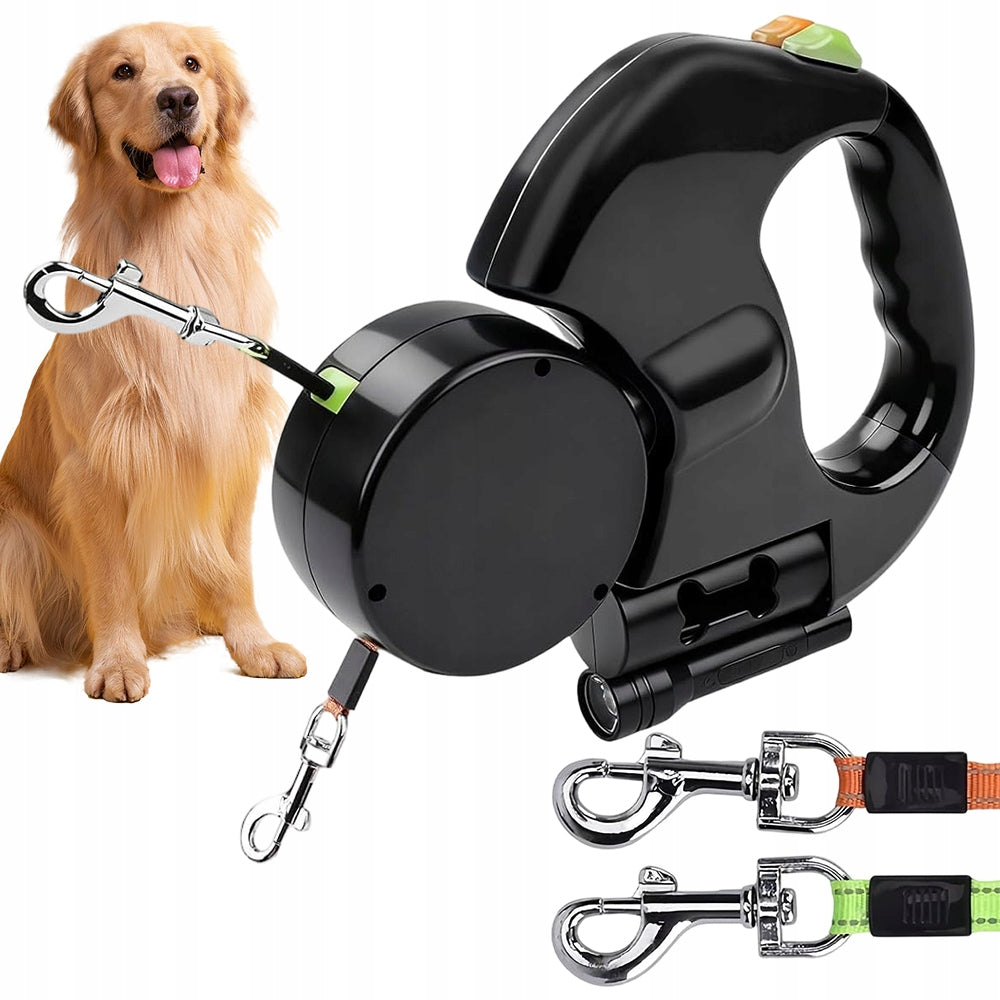 Double Automatic Lanyard with LED and Reflectors for Dogs Up to 30 Pounds