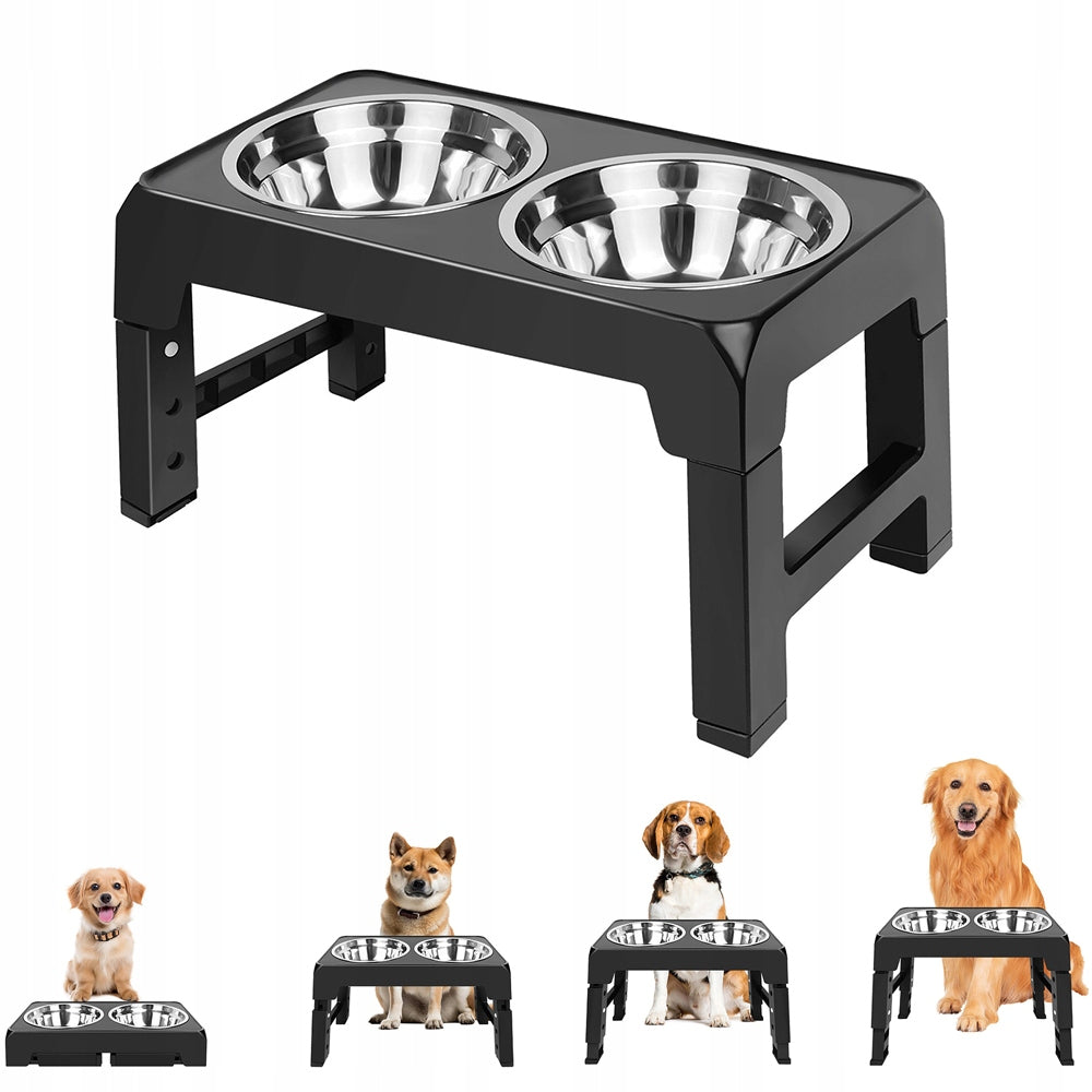 Double Dog Bowl on Stand Steel for Dogs 4 Adjustable Heights Manufacturer code DTFYED45ooik
