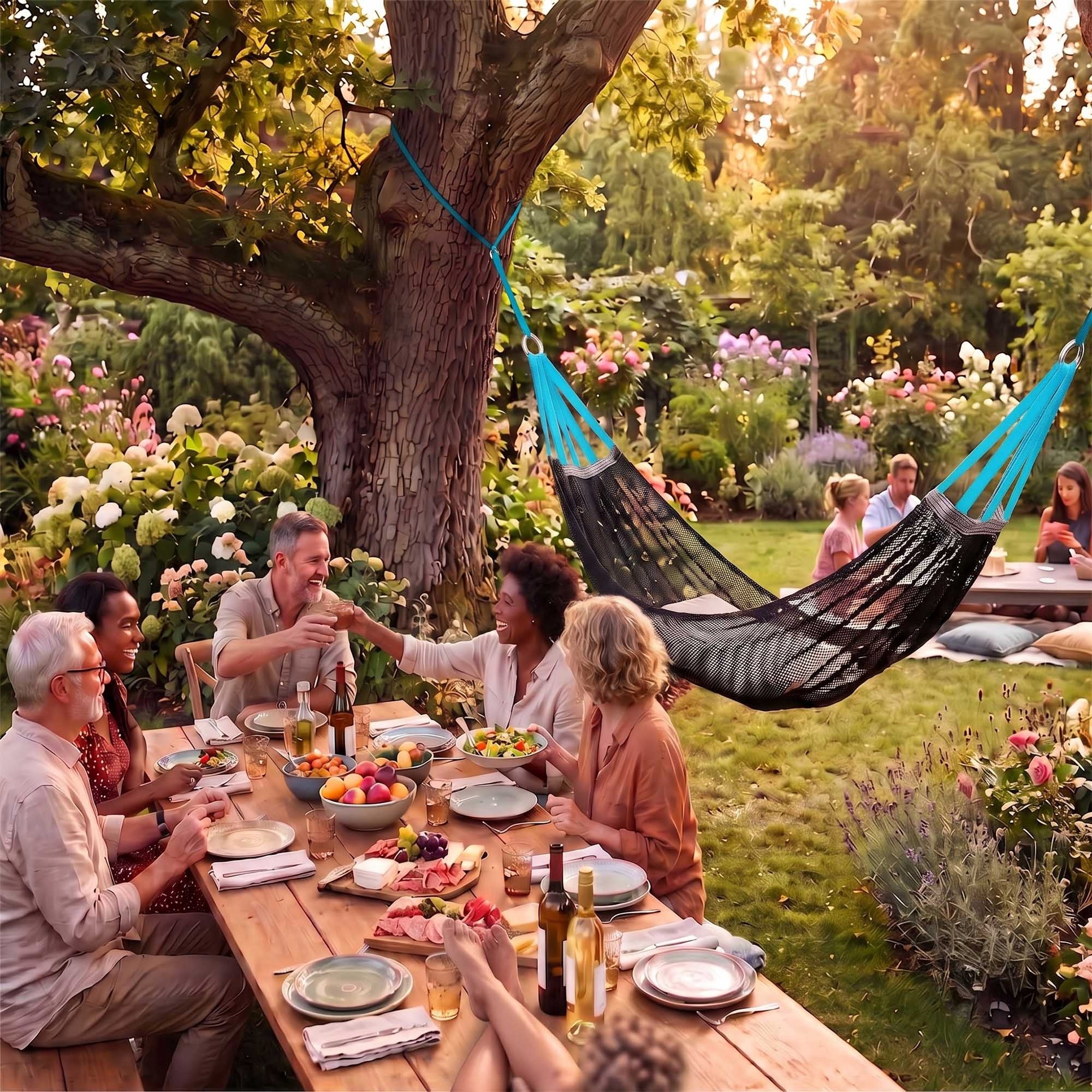 Double Garden Hammock for Terrace Garden 210x140 cm Large Manufacturer code Vitolog Hamak outdoorowy wiszący bez drążka