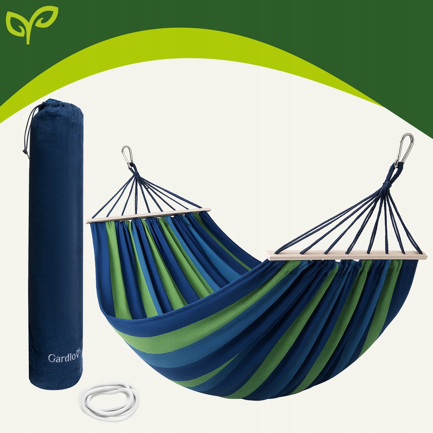 Double Garden Hammock on Bars Swing Large XL Strong 150kg 2 Bars Packaging status original