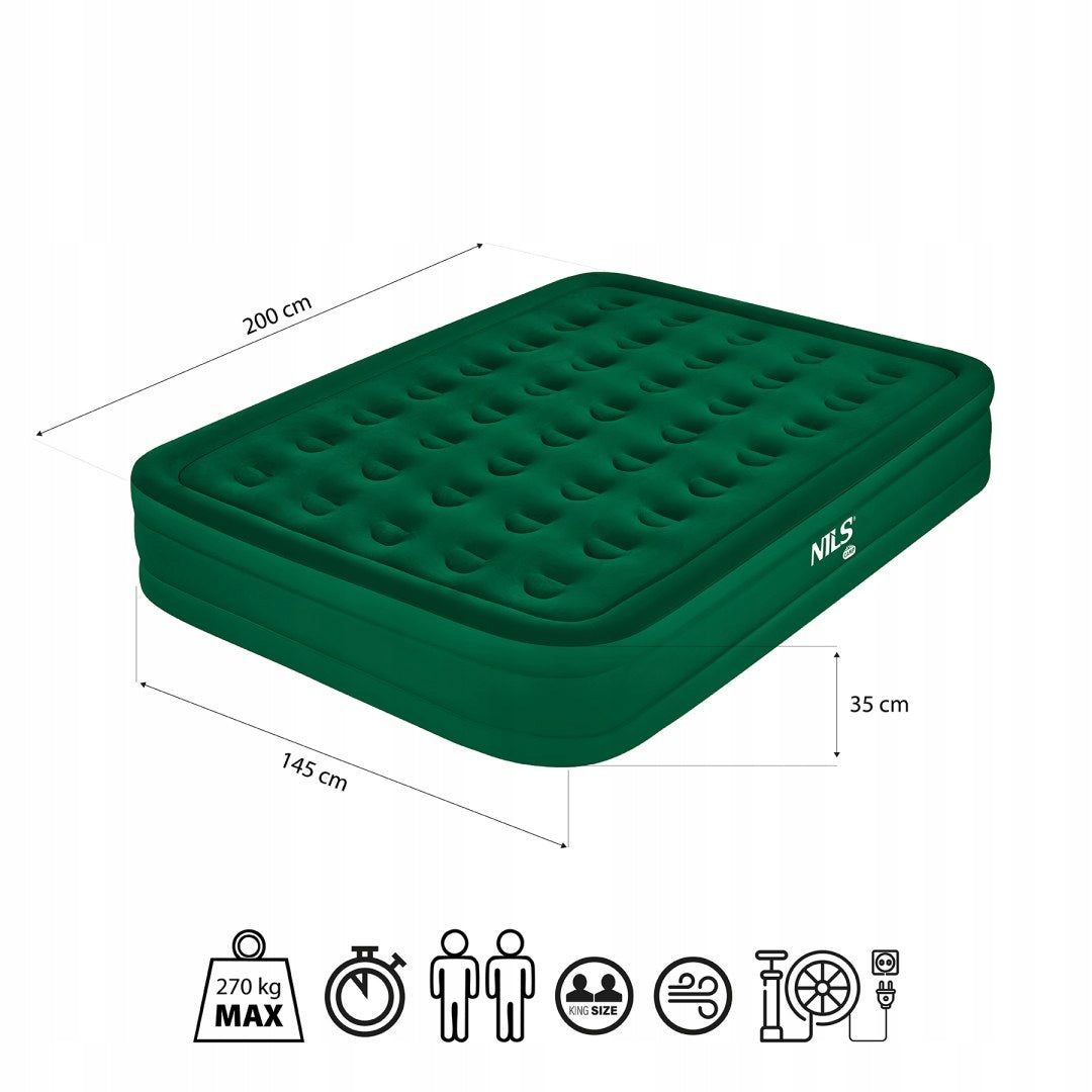 Double Inflatable Mattress For Sleeping 200x145 cm Electric Pump NILS Manufacturer code 15-05-606