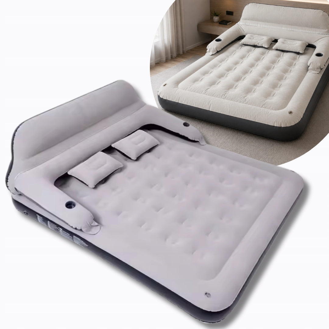 Double Inflatable Mattress with Backrest Grey