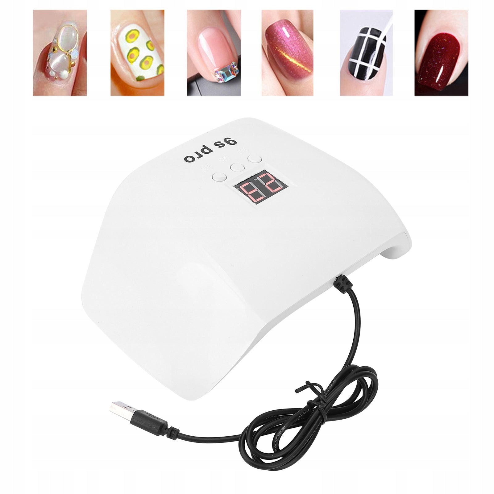 Double Light Source Nail Lamp 120W with 3 Timer Settings Nail Polish Dryer Power 1.08 W